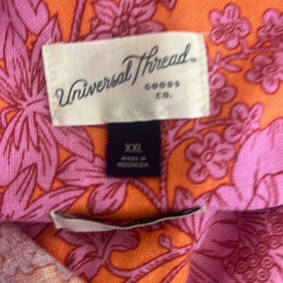 Universal Thread Pink and Orange Floral Button Down Shirt - Picture 2 of 6